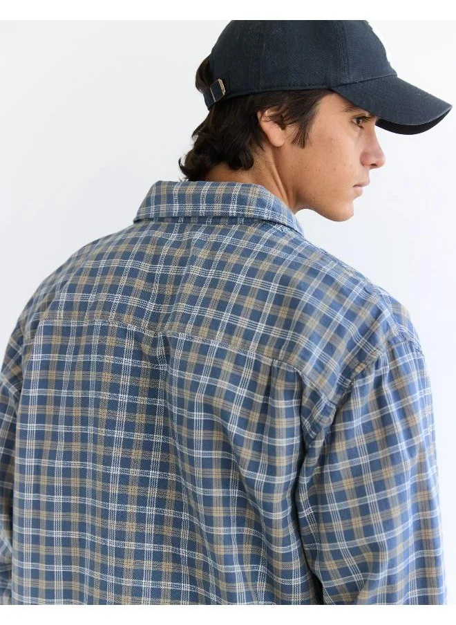 American Eagle Regular Fit Long Sleeve Checked  Oxford Shirt