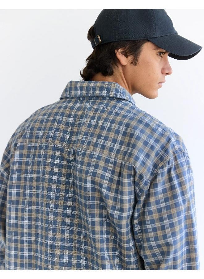 American Eagle - Regular Fit Long Sleeve Checked  Oxford Shirt - Image 1