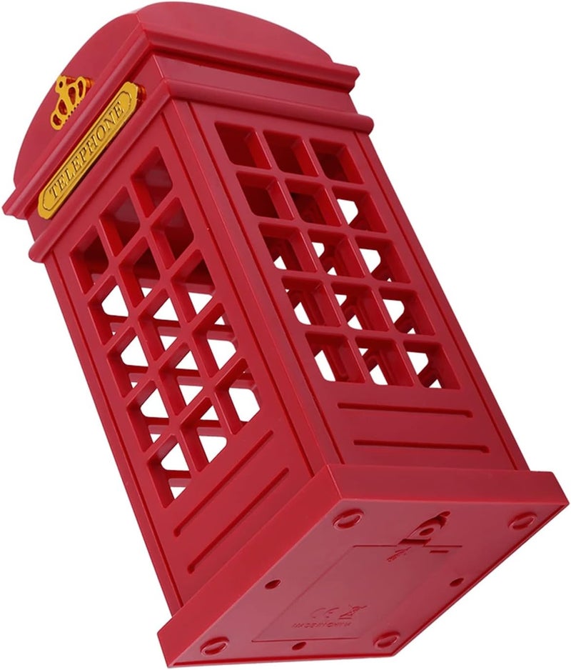 Retro Telephone Booth Night Light, Classic LED with Yellow Warm Light, Eye Protective, Dimmable, USB Charging for Bedroom, Kids Room, Office, Gift for Men Women Teens, Red - Image 3