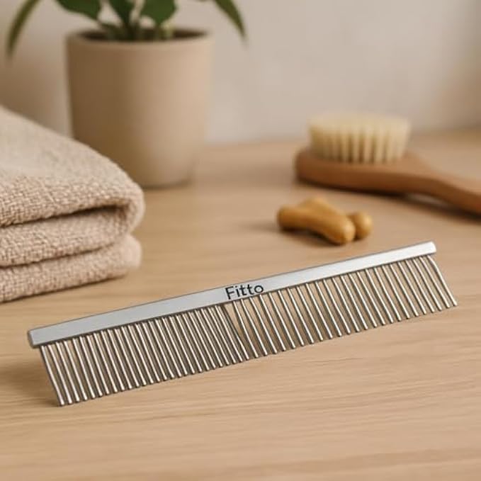 Fitto Pet Grooming Comb Long 19x4cm No Handle Stainless Steel Fur Deshedding Dematting Comb for Dogs Cats - Image 3