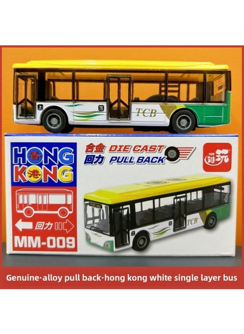 Hong Kong Men's And Children's Souvenir Double-decker Bus Bus Toy Simulation Car Model Back-force Alloy Car Model-Color:White/hong Kong Single-layer Bus/alloy/pull Back Genuine Color Box (12 Pieces/small Box, 6 Small Boxes/carton)