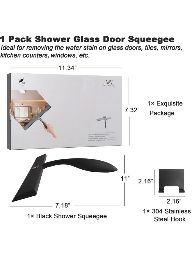 VANZAVANZU Shower Squeegee for Shower Glass Doors, 11-Inch All-Purpose Silicone Squeegee for Bathroom with Non-Slip Handle, Adhesive Hook, for Mirror, Tile, Car Window (Black) - Image 3