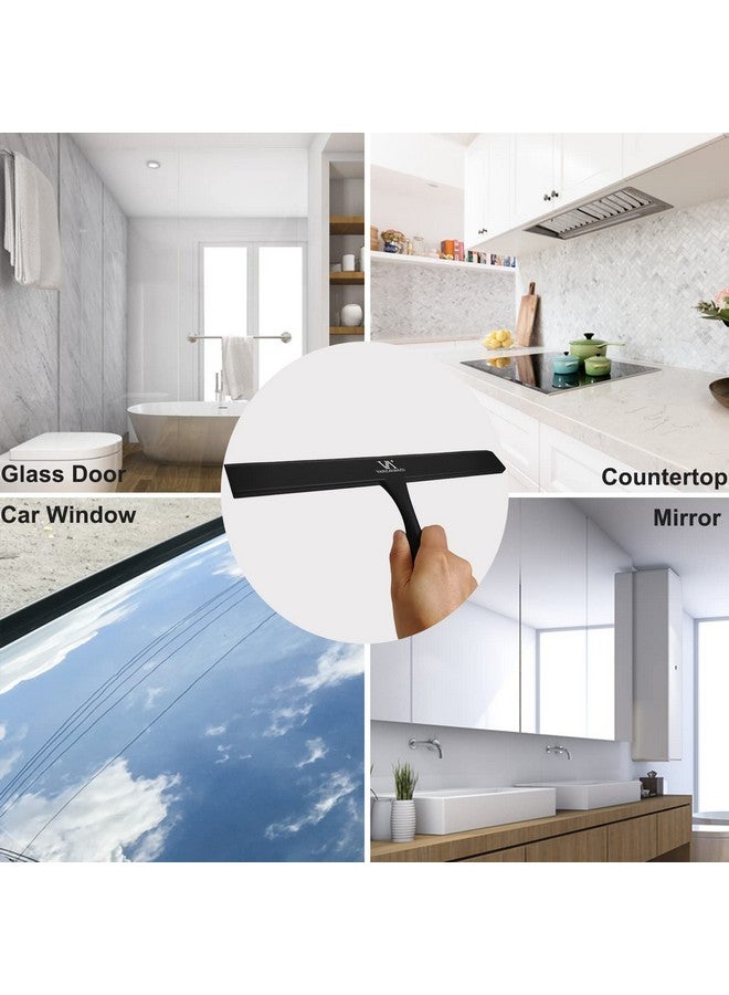VANZAVANZU Shower Squeegee for Shower Glass Doors, 11-Inch All-Purpose Silicone Squeegee for Bathroom with Non-Slip Handle, Adhesive Hook, for Mirror, Tile, Car Window (Black) - Image 4