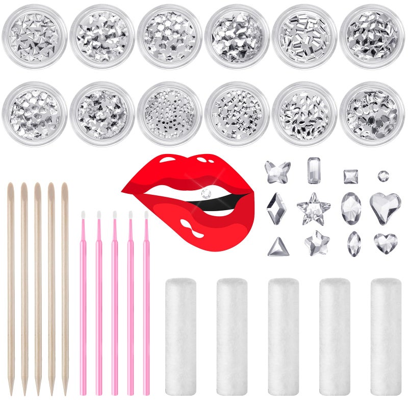 Leelosp 480 Pcs Tooth Gem Kit DIY Teeth Crystals Jewelry Fashionable Teeth Gems Kit Artificial Crystal Tooth Reflective Ornaments Without Glue White - Image 1