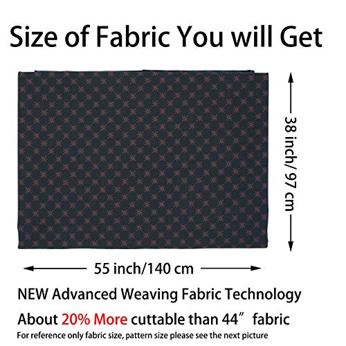 Master FAB MasterFAB Cotton Fabric by The Yard for Sewing DIY Crafting Fashion Design Printed Floral Washable Cloth; 1 Piece Full Width cuttable 39 x 55 inches (100x140cm) (Crimson Pattern on Black) - Image 2