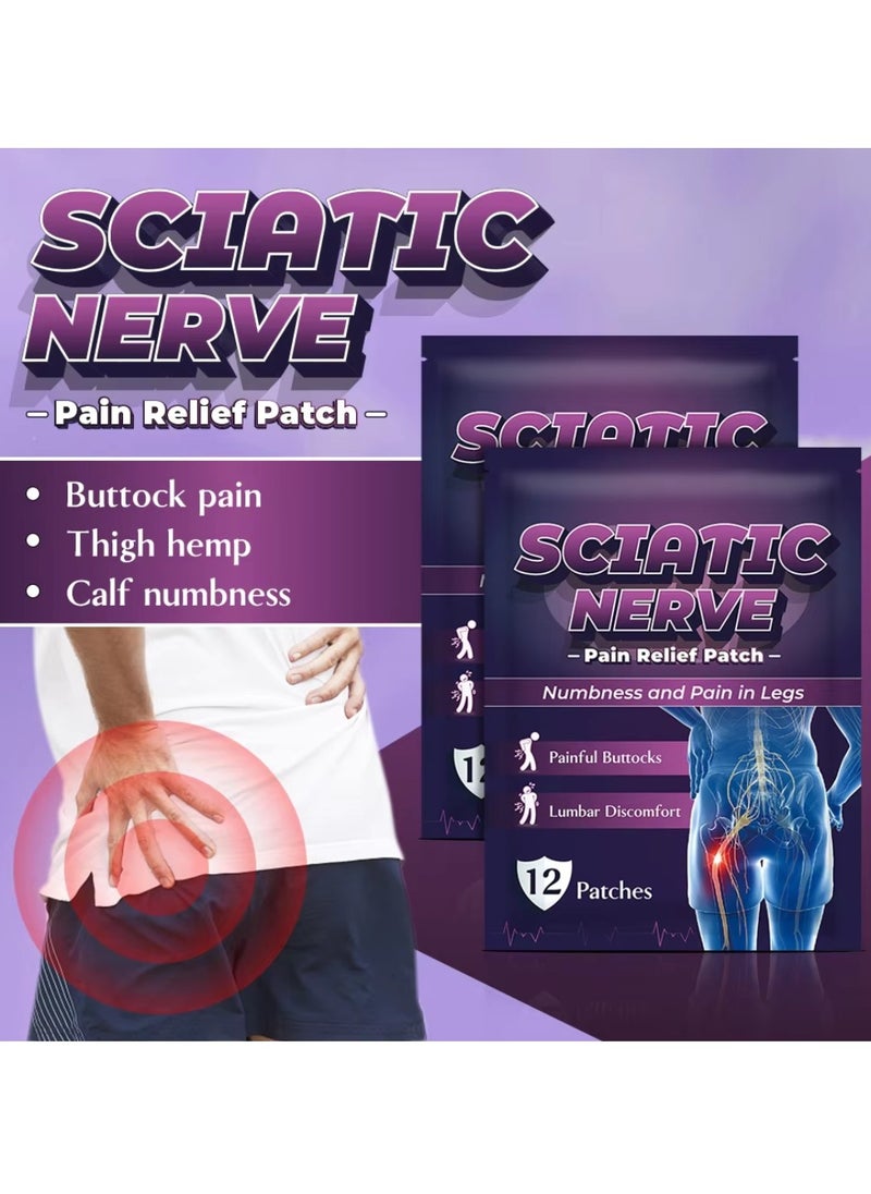 Sumifun - 12 Pcs Sciatic Nerve Pain Relief Patch Multifunction High Potency Pain Reducing Patch Heat Patches for Sciatic Nerve Pain Sciatica Pain Relief Ointment Plasters - Image 1