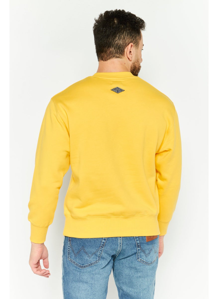 ESPRIT - Men Crew Neck Embroidered Long Sleeves Sweatshirt, Yellow - Image 1