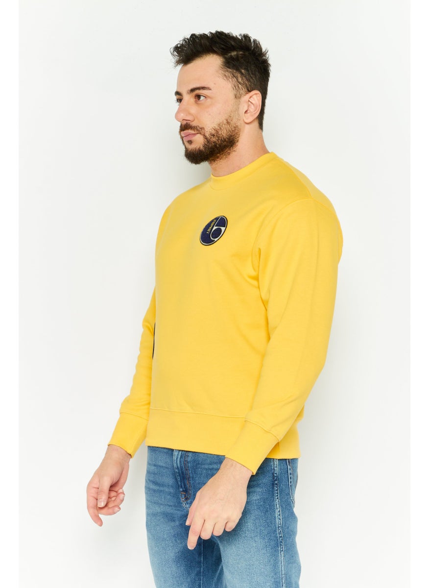 ESPRIT - Men Crew Neck Embroidered Long Sleeves Sweatshirt, Yellow - Image 1