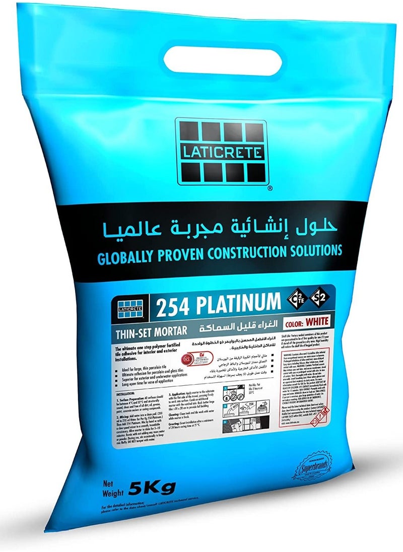 LATICRETE 254 Platinum Adhesive - White 5kg bag  - Image 1
