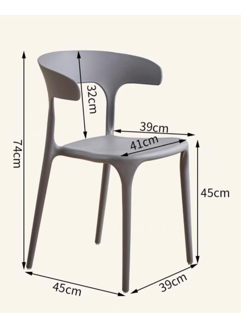 LANNY Jeffcoco Furniture Modern Mid Century Premium Plastic Chair,Curved Back Dining Chairs For Kitchen Garden Lounge Meeting Room,1 piece Grey - Image 4