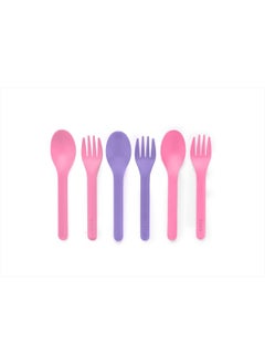 OMIE OmieBox Utensil Refill Pack for OmiePod - Matches Bubble Pink or Lilac Purple OmieBox Utensil Set with Case - Reusable, Travel, Lunch Boxes - 6 pieces total (3 spoons + 3 forks) PODS NOT INCLUDED  - Image 1