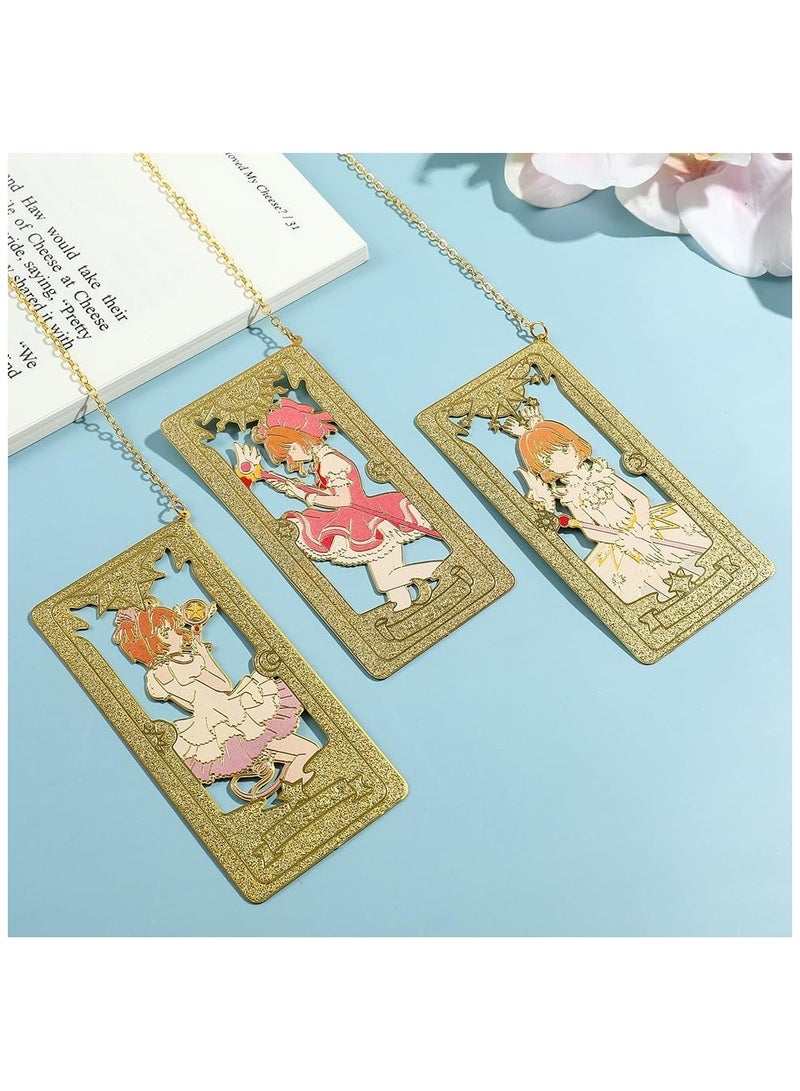 general Card Captor Anime Metal Bookmark - Pink Sakura Hollowed Out Metal Bookmark Gift for Girls Book Fans Anime Fans Collections - Image 3