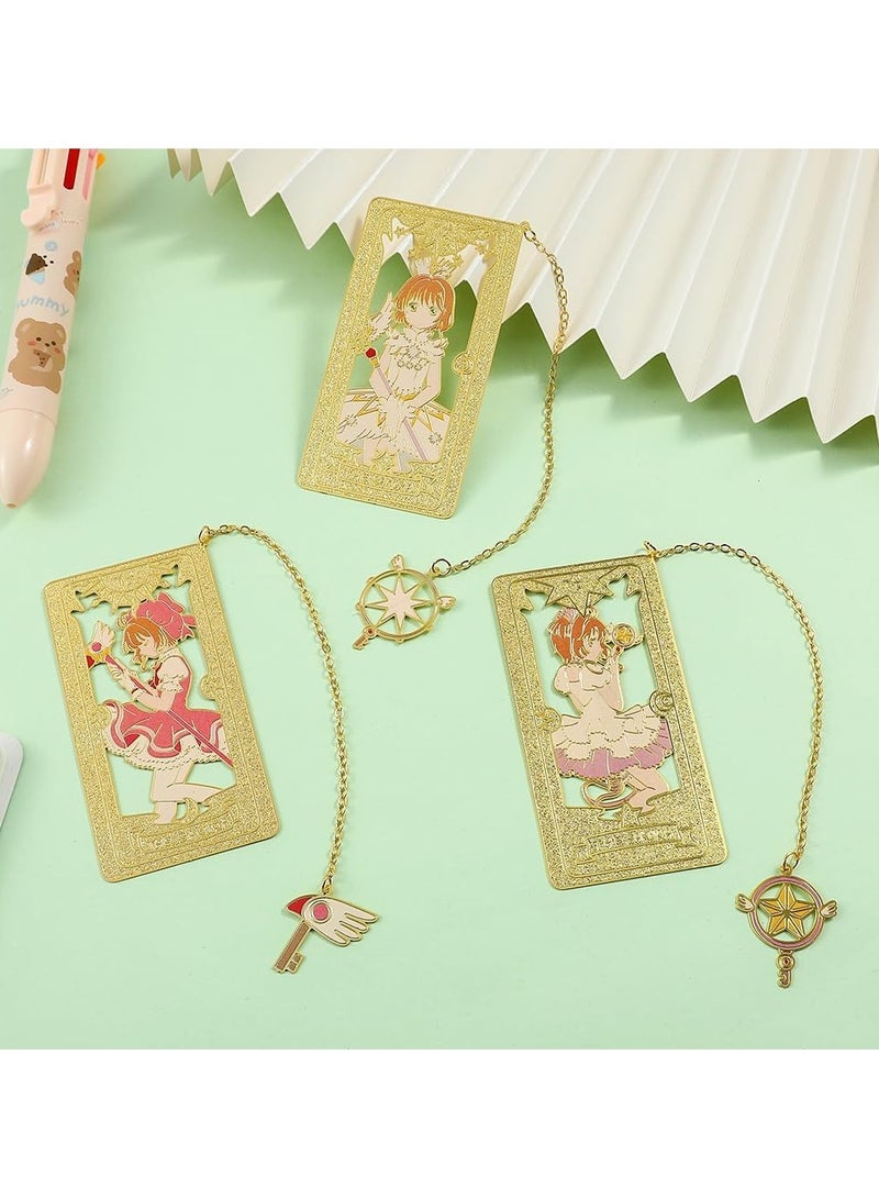 general Card Captor Anime Metal Bookmark - Pink Sakura Hollowed Out Metal Bookmark Gift for Girls Book Fans Anime Fans Collections - Image 2