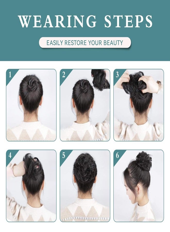 VIVIAN Messy Hair Bun Hair Wavy Curly Scrunchies Ponytail Extension Synthetic Extension for Women Updo Daily 1PCS(marron Brown) - Image 5