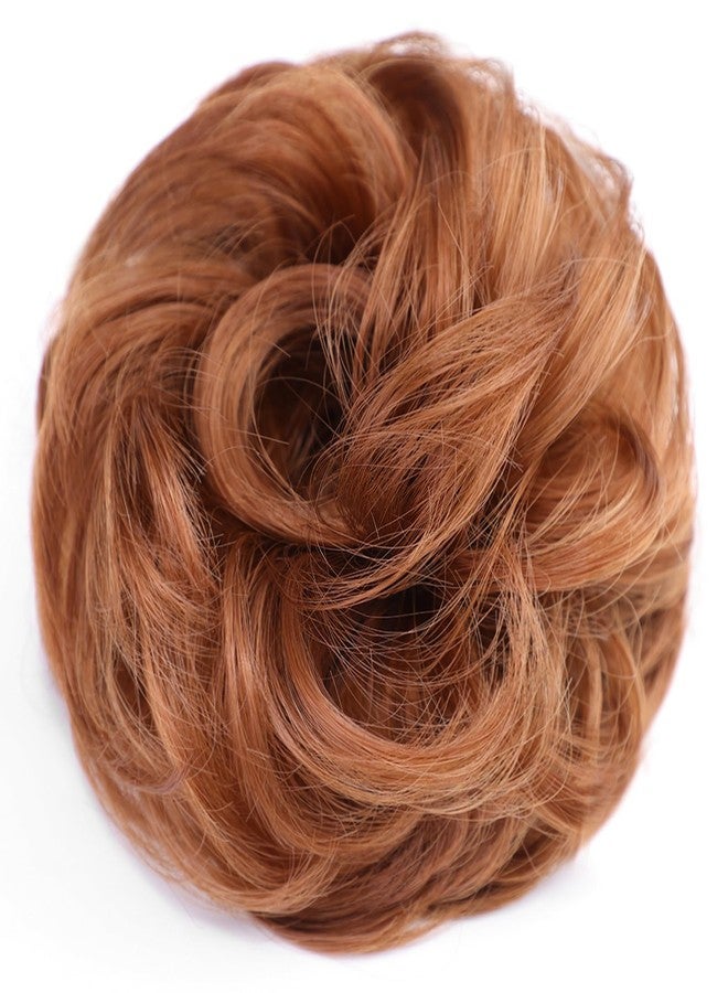 VIVIAN Messy Hair Bun Hair Wavy Curly Scrunchies Ponytail Extension Synthetic Extension for Women Updo Daily 1PCS(marron Brown) - Image 1