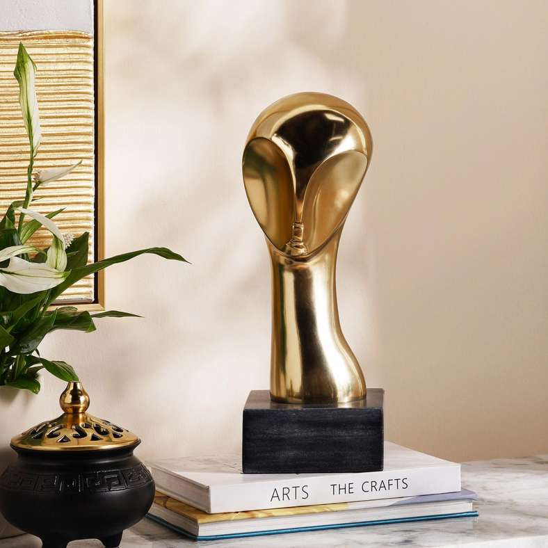 Pan Home Gold Metal Decor Sculpture for Home