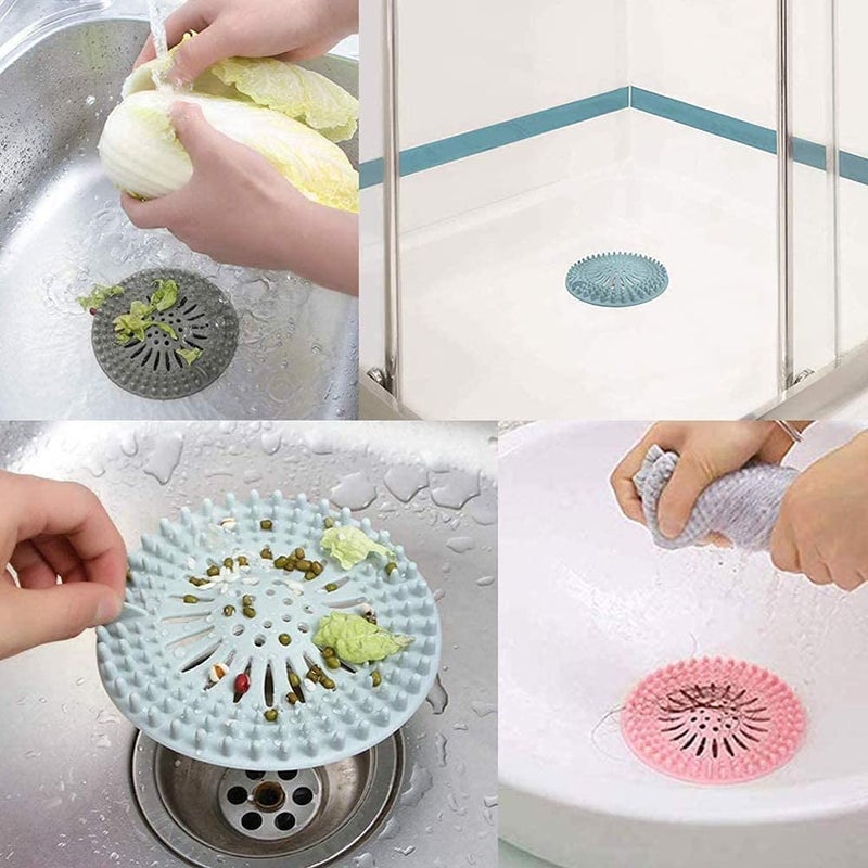 DORMICO Silicone Hair Catcher Drain Cover, Shower Drain Cover, Drain Protector Filter, Kitchen Drain Stopper Sink Filter, Sewer Drain Strainer for Bathroom Kitchen Bathtub (Pack of 3) - Image 2