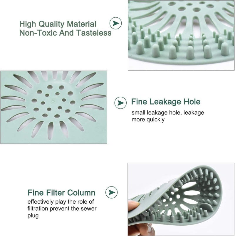 DORMICO Silicone Hair Catcher Drain Cover, Shower Drain Cover, Drain Protector Filter, Kitchen Drain Stopper Sink Filter, Sewer Drain Strainer for Bathroom Kitchen Bathtub (Pack of 3) - Image 3