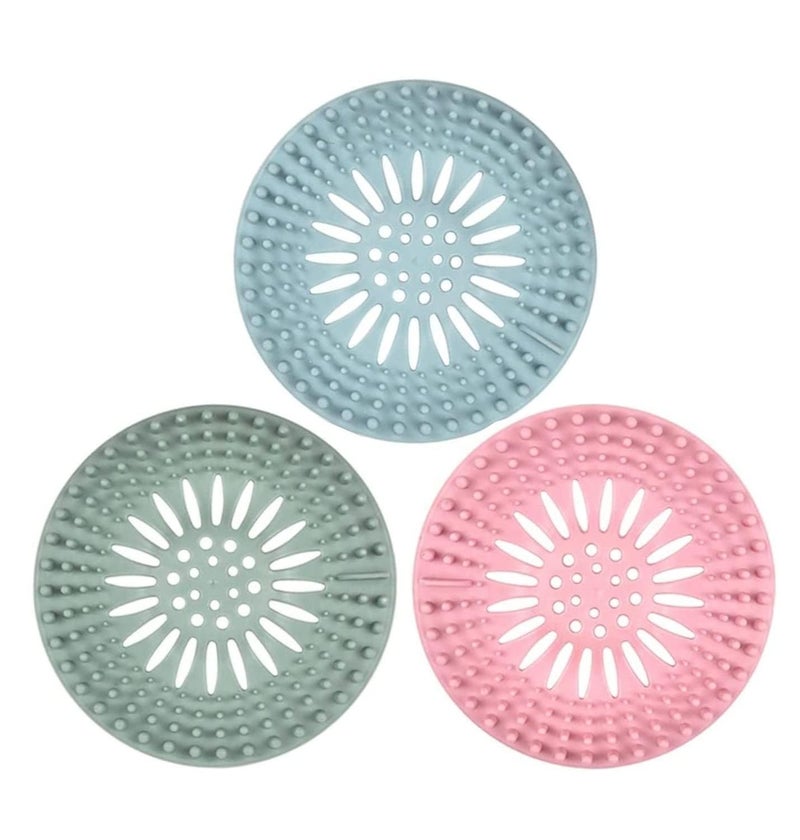 DORMICO Silicone Hair Catcher Drain Cover, Shower Drain Cover, Drain Protector Filter, Kitchen Drain Stopper Sink Filter, Sewer Drain Strainer for Bathroom Kitchen Bathtub (Pack of 3) - Image 1