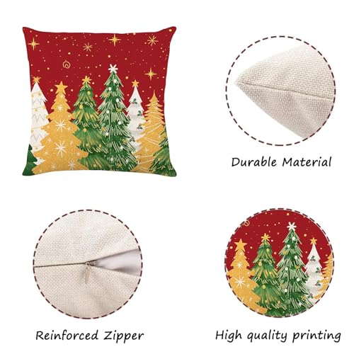 ONFAON Christmas Decorations Christmas Pillow Covers 18 x 18 Inches Set of 4Xmas Tree Throw Pillow Cases Winter Holiday Decor for Sofa Living Room - Image 3