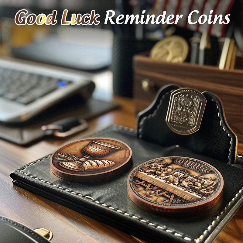 IELCJJ The Last Supper Christian Challenge Coin - Jesus Eucharist Religious Copper Token - Art God Pocket Bible Verses Coins for Study - Good Luck Commemorative Gifts for Men Women Kids - Image 5