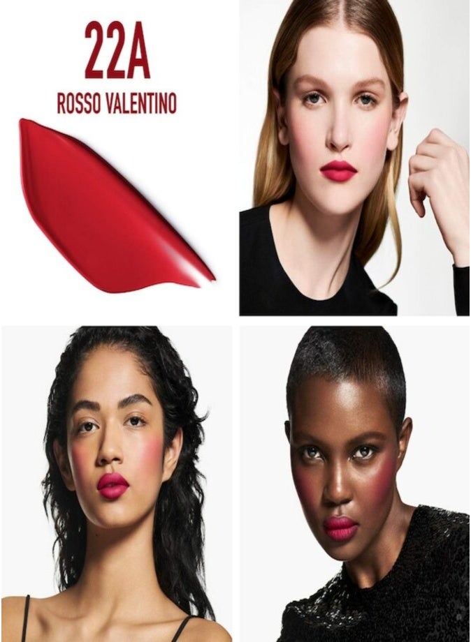 فالنتينو أحمر شفاه سائل ومستحضر توريد (بلاشر) "فالنتينو ليكويروسو" (Valentino Liquirosso) بتركيبة ناعمة مطفية (2 في 1) - سعة 6.5 مل - درجة 22A: لون "روسو فالنتينو" المخملي طويل الأمد للشفاه والخدود. - Image 2