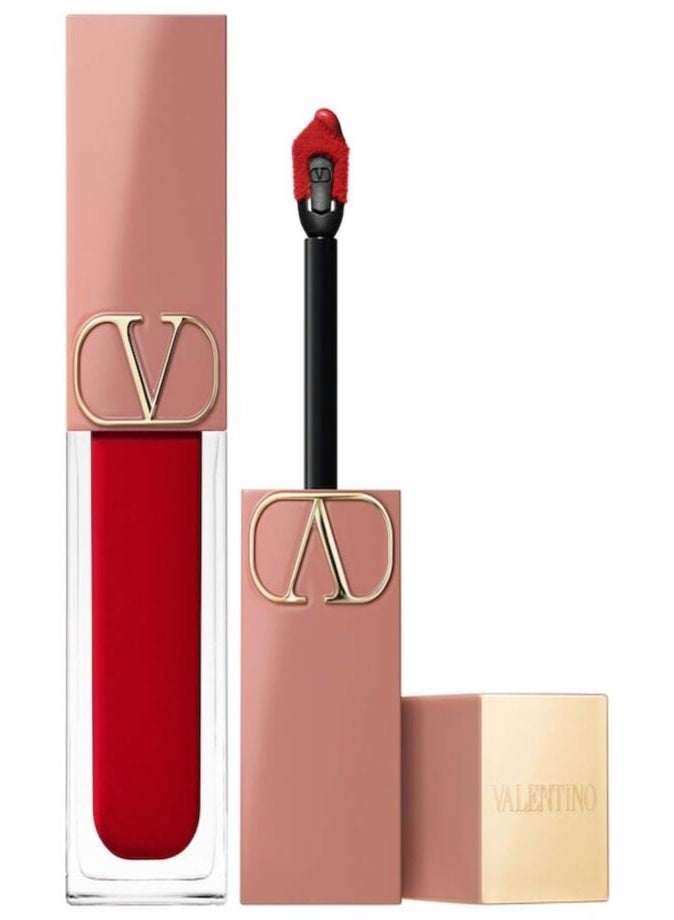 فالنتينو أحمر شفاه سائل ومستحضر توريد (بلاشر) "فالنتينو ليكويروسو" (Valentino Liquirosso) بتركيبة ناعمة مطفية (2 في 1) - سعة 6.5 مل - درجة 22A: لون "روسو فالنتينو" المخملي طويل الأمد للشفاه والخدود. - Image 1