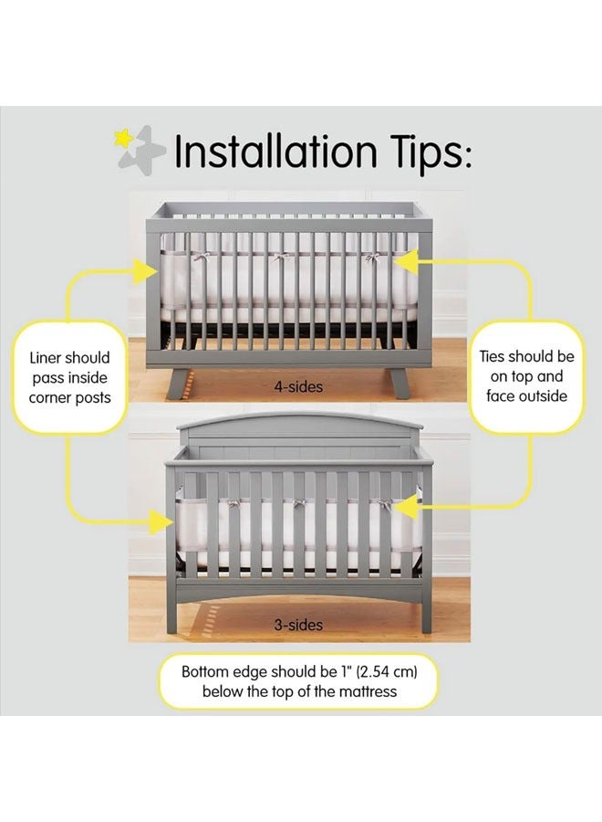 واقي سرير الأطفال، مصنوع من نسيج شبكي فائق التهوية، متين ومريح، أساسي لسرير الأطفال - Image 5