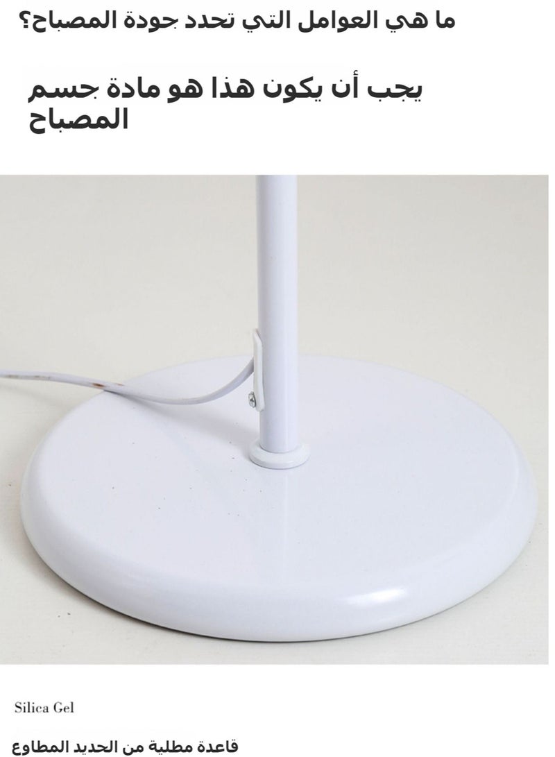 HOMESTAR مصباح أرضي عمودي أبيض بتصميم بسيط طويل مع ظل لمبة LED 3 ألوان سطوع دافئ للعمل لغرفة المعيشة والسرير مزيج أبيض من الأقمشة - Image 5