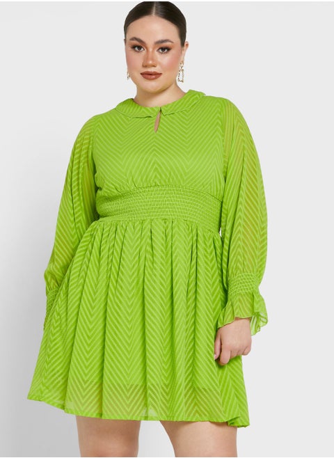 Puff Sleeve Flare Dress
