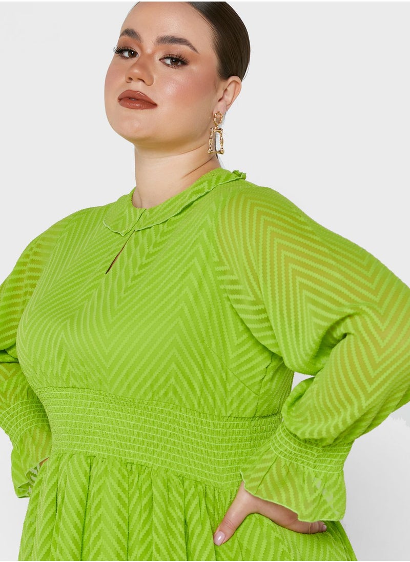 Ella Plus - Puff Sleeve Flare Dress - Image 1
