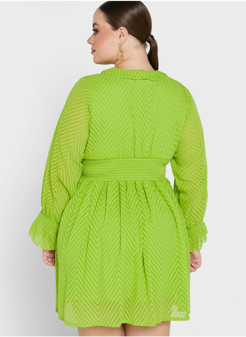 Ella Plus - Puff Sleeve Flare Dress - Image 1