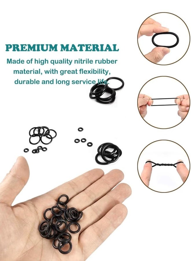 950 Pcs Black Small Rubber O-Ring Assortment Kit Assorted Metric Sealing Washer for Automobiles Plumbing Faucet Water Air or Gas Repair 20 Size - Image 2