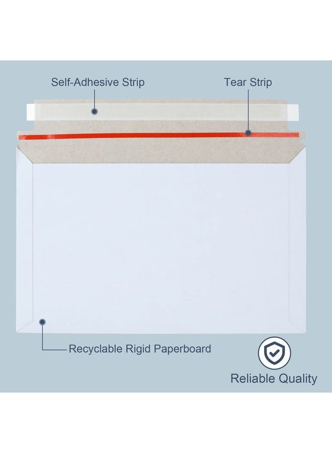 CYEAH 100 Pack Rigid Mailers 6x10 Inch, Self Seal Photo Document Mailers, Stay Flat White Cardboard Envelopes for Documents, Photos - Image 3