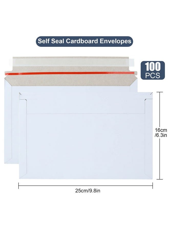 CYEAH 100 Pack Rigid Mailers 6x10 Inch, Self Seal Photo Document Mailers, Stay Flat White Cardboard Envelopes for Documents, Photos - Image 2