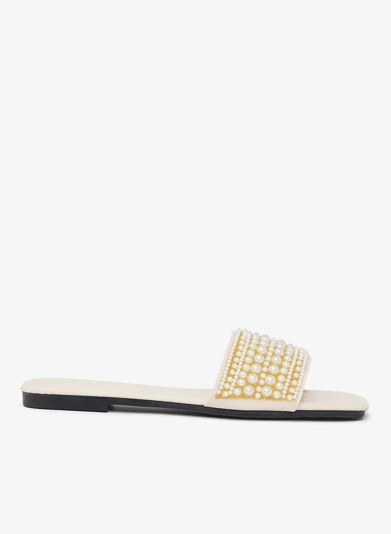 Khizana Pearl Embellished Flat Sandals