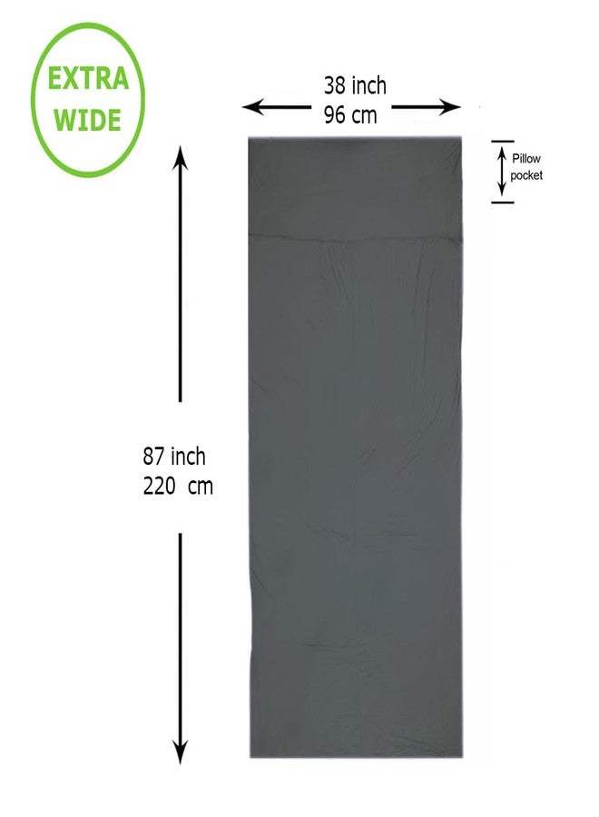 BROWINT Travel Sheets for Hotel, Rayon Derived from Bamboo, Stretchy Sleep Sack for Adults, Warm Weather/Summer Sleeping Bag Liner for Camping and Travel, Rectangular with Pillow Pocket, Mummy, Cooling Sheets - Image 2