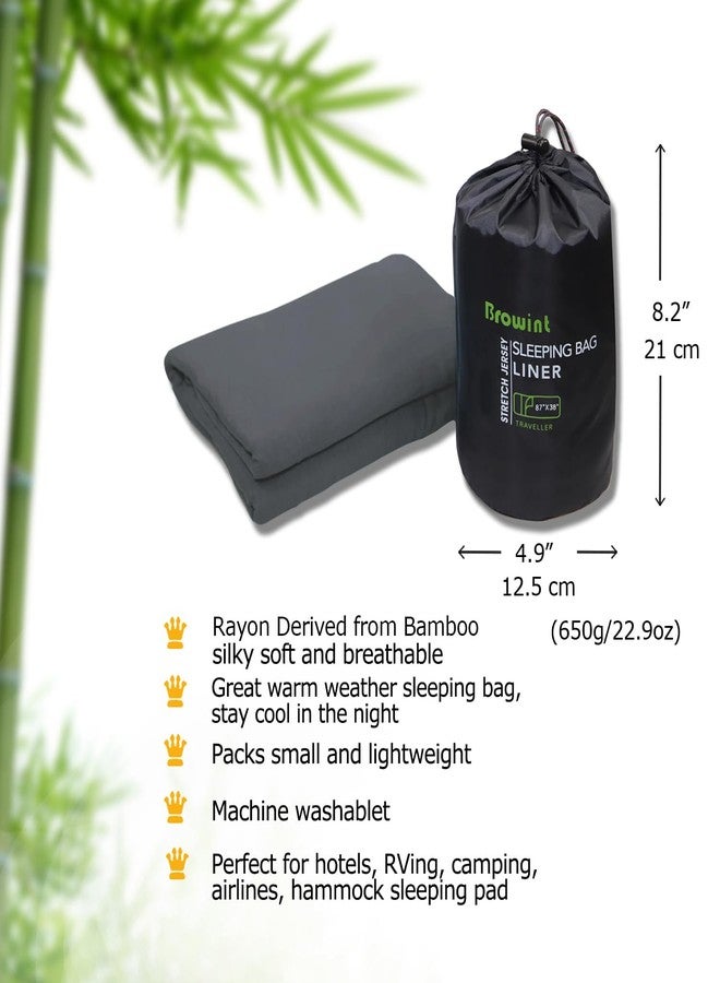 BROWINT Travel Sheets for Hotel, Rayon Derived from Bamboo, Stretchy Sleep Sack for Adults, Warm Weather/Summer Sleeping Bag Liner for Camping and Travel, Rectangular with Pillow Pocket, Mummy, Cooling Sheets - Image 3
