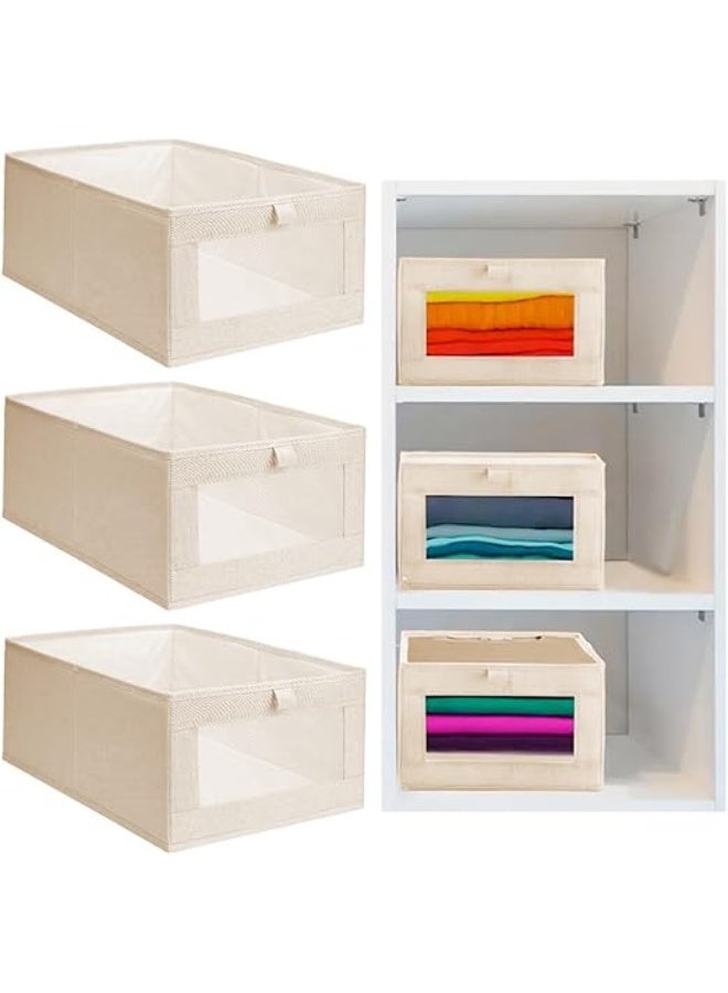 DUNISO 3 Pcs Foldable Closet Storage Organizer，Visible Wardrobe Drawer Organizers，Washable Clothes Storage Basket，for Baby Clothes,Bra,Scarves,Belt,Tie，41*28*17cm - Image 1