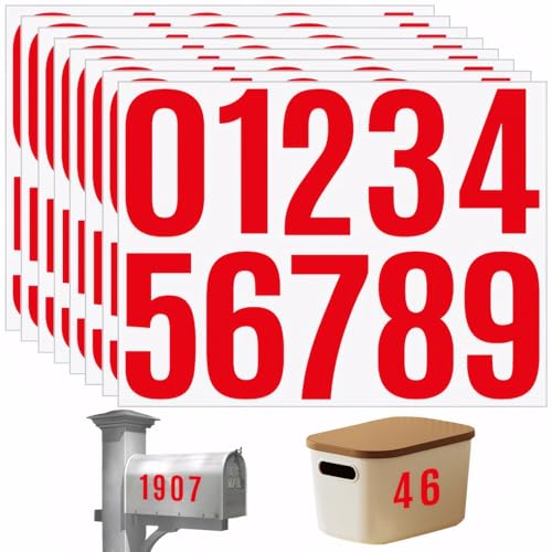 lyBlissor 8 Sheets Waterproof Vinyl House Numbers Stickers for Outside Large Mailbox - Self Adhesive Decals for Signs, Cars, Doors, Window, Address - Outdoor (Red, 4 Inch) - Image 1