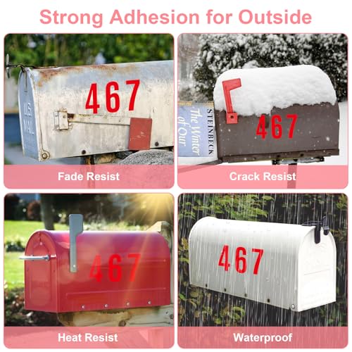 lyBlissor 8 Sheets Waterproof Vinyl House Numbers Stickers for Outside Large Mailbox - Self Adhesive Decals for Signs, Cars, Doors, Window, Address - Outdoor (Red, 4 Inch) - Image 4