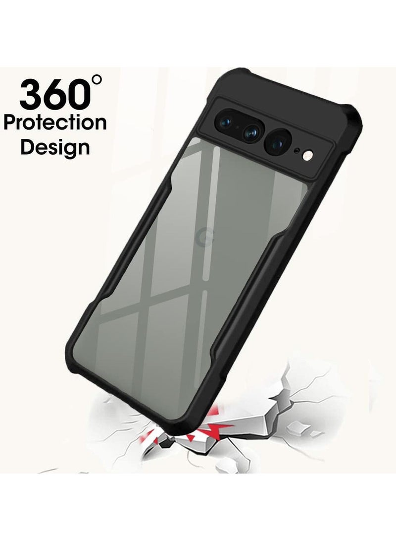 Case Cover For Google Pixel 7 Pro Black Mobile Phone , Ultra-Thin Lightweight Cover Soft TPU Bumper + Acrylic Clear Back Case Cover  - Image 3