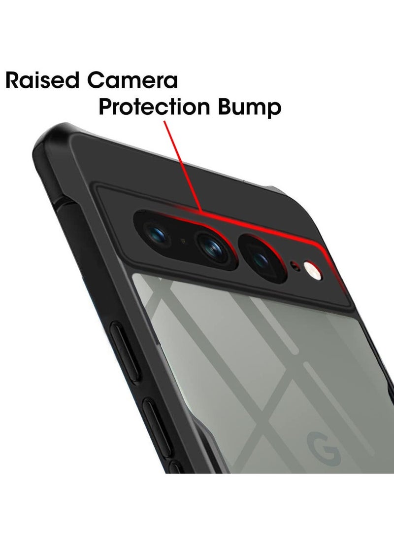 Case Cover For Google Pixel 7 Pro Black Mobile Phone , Ultra-Thin Lightweight Cover Soft TPU Bumper + Acrylic Clear Back Case Cover  - Image 5