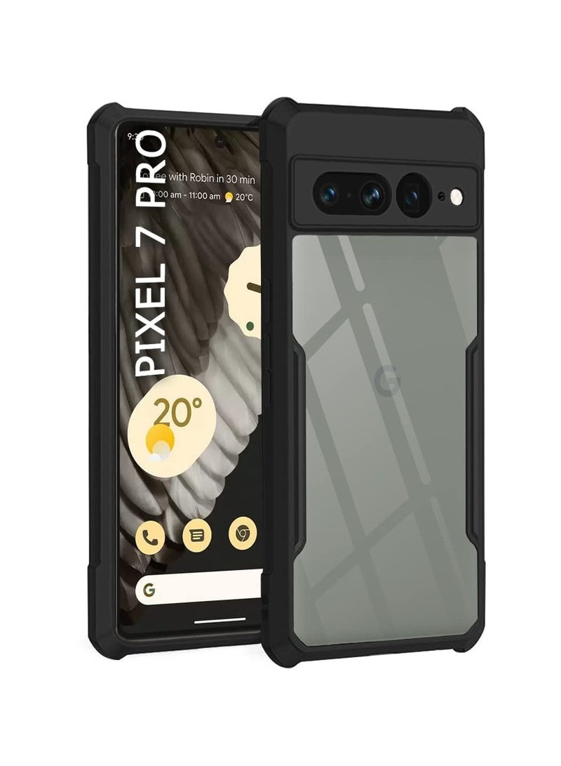 Case Cover For Google Pixel 7 Pro Black Mobile Phone , Ultra-Thin Lightweight Cover Soft TPU Bumper + Acrylic Clear Back Case Cover  - Image 1