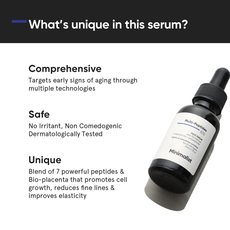 Minimalist Multi Peptide Night Face Serum for Ageless Younger Skin 30 ml  Collagen Boosting Hydrating  Overnight Repair Serum for Women  Men with 7 Matrixyl 3000  3 BioPlacenta - Image 2