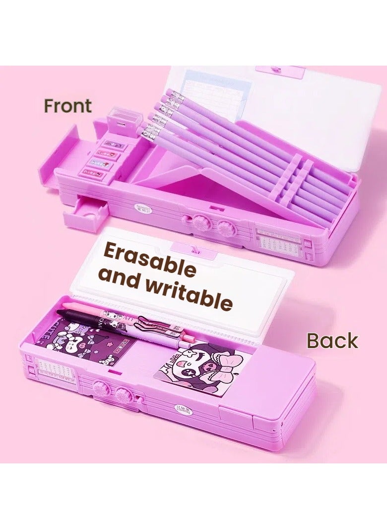 general Kulomi combination lock stationery box, girls multifunctional large-capacity pencil case, primary school students cartoon anti-theft storage box - Image 4