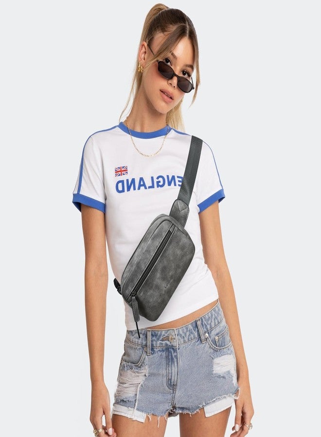 LATMAP 2L Fanny Packs Everywhere Belt Bag Small Fashion Crossbody Waist Pack Faux Leather Waterproof Sling Chest Bag For Women Trendy Grey - Image 2