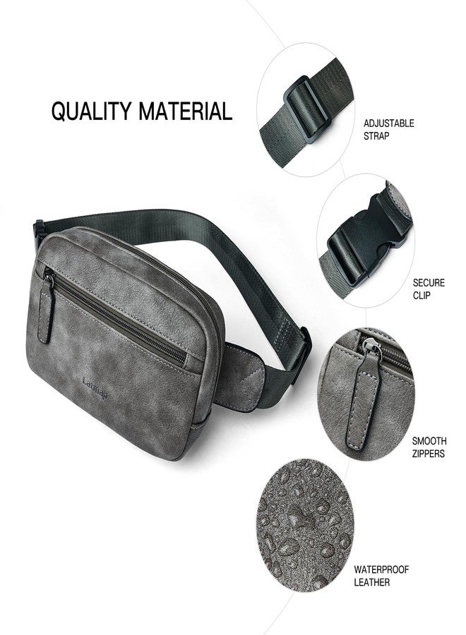 LATMAP 2L Fanny Packs Everywhere Belt Bag Small Fashion Crossbody Waist Pack Faux Leather Waterproof Sling Chest Bag For Women Trendy Grey - Image 5