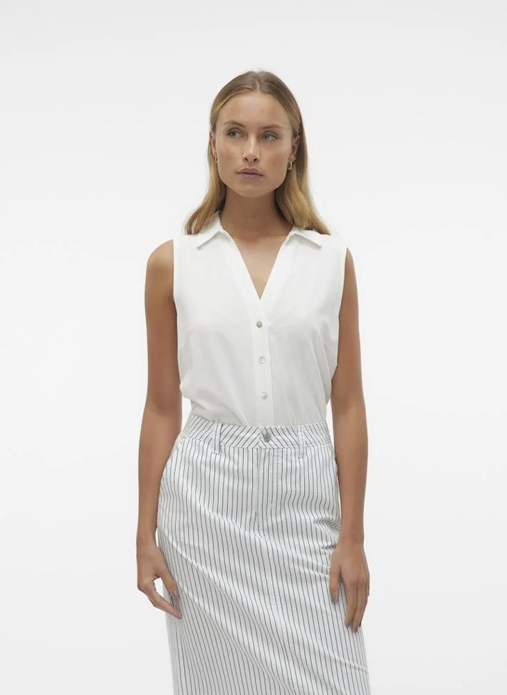 VERO MODA VMMYMILO SL V-NECK linen SHIRT WVN  GA