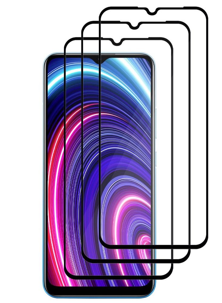 CATANES 3 Pack For Realme C25Y Screen Protector Tempered Glass Full Glue Back - Image 2